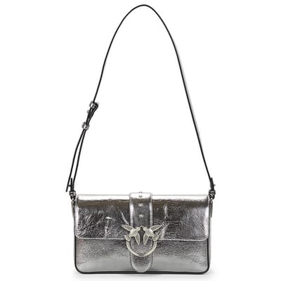 PINKO Love One Classic Schoudertas Leder 27 cm - Dames - antracite silver