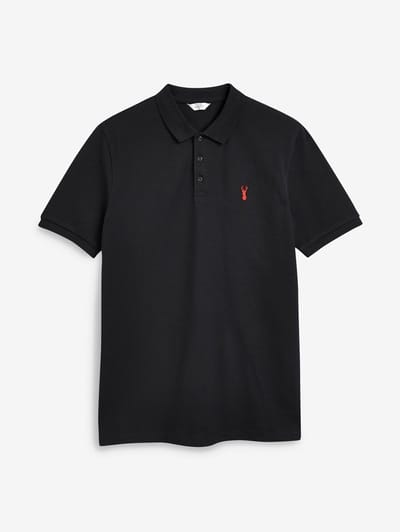Next - Heren - Slim-fit piqué-poloshirt met korte mouwen - Zwart