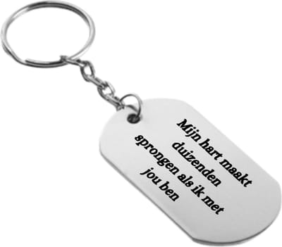 Akyol - mijn hart maakt duizenden sprongen als ik met jou ben sleutelhanger - Quotes - familie vrienden - cadeau - 54 x 29mm