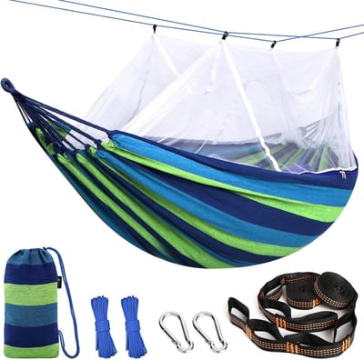 Comfortabele Buitenhanger met Muskietennet en Boomriemen voor Tuin en Kamperen