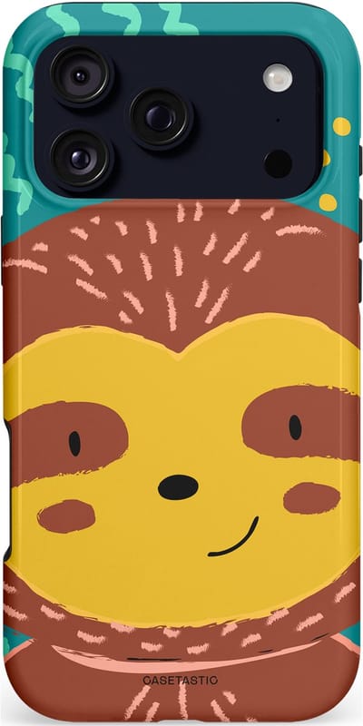 Casetastic hoesje geschikt voor Apple iPhone 17 Pro Max - MagSafe - Dubbellaagse bescherming - Vrolijke luiaard - Fashion Case - Terracotta Petrol Goud