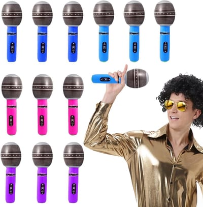 12x Opblaasbare Microfoons en Feestaccessoires - Sterren Thema Set voor Feesten en Optredens