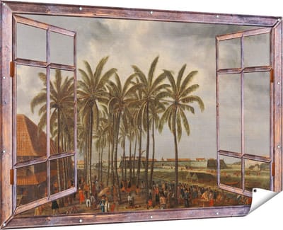 Gards Tuinposter Doorkijk Het Kasteel van Batavia - Andries Beeckman - 180x120 cm - Tuindoek - Tuindecoratie - Wanddecoratie buiten - Tuinschilderij