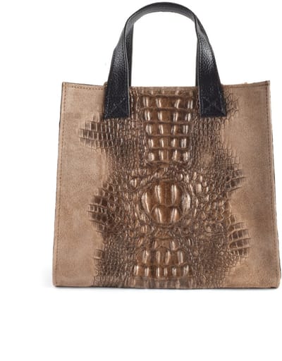 Giuliano lederen handtas Sobek - Donkertaupe - Kroko - Made in Italy