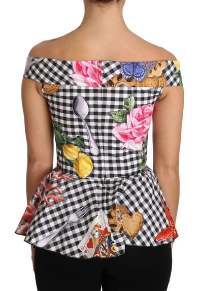 Dolce & Gabbana Zwart-witte Korsetbloes Sicilië Citroen Ruit Top