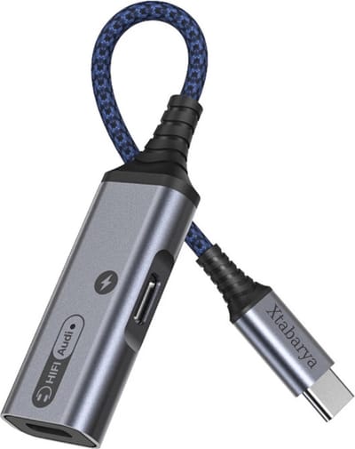Xtabarya Type C Naar C+C Hoofdtelefoon En 60W Oplader Adapter 2 In 1 Usb C+ C Audio Adapter splitter -Grijs