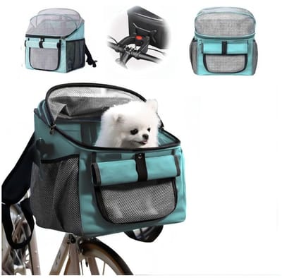 Famanu – 2-in-1 hondenfietsmand en rugzak, opvouwbaar met stuuradapter, tot 5 kg, blauw