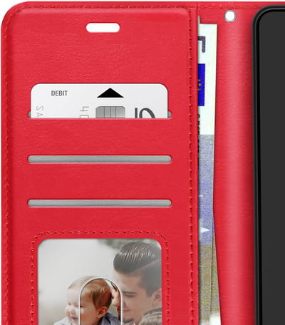 Mayaxess, Portemonnee Hoesje Geschikt Voor Honor 600 / 600 Pro met Standaard en Polsbandje, Rood