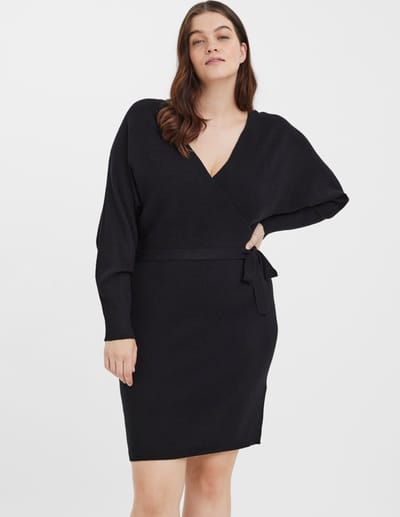 VERO MODA VMHOLLYREM LS V-NECK DRESS GA NOOS CURVE Dames Jurk - Maat S-42/44