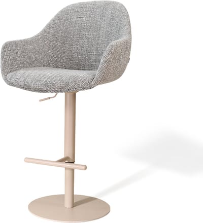Nolon Niva-Mae Draaibare Tulp Barkruk Grijs Blend - Verstelbaar - Beige Onderstel - Armleuning - Comfortabel