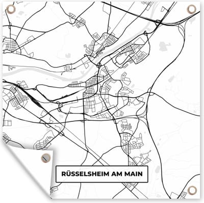Tuin poster Rüsselsheim am Main - Kaart - Stadskaart - Plattegrond - 200x200 cm - Tuindoek