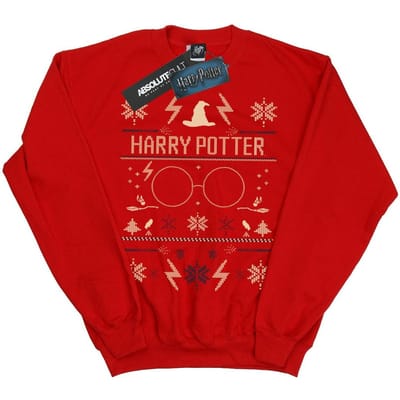 Harry Potter Sweatshirt met kerstpatroon voor jongens (Rood)