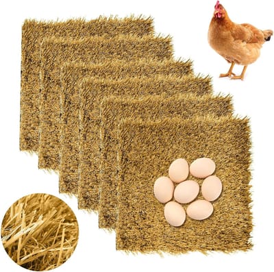 12"x12" kussen voor kippenkooi 6 sets wasbaar kippenhok beddengoed voor het opvoeden van jongen tapijt kunstgras vloermatten tuin gazon binnen/buiten kippenhok kussen geschikt voor kuikens, huisdieren - geel
