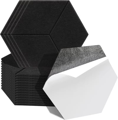 Akoestische Panelen - Geluidsisolatie Platen - Geluidsverbetering Ruimte - Zelfklevend Ontwerp - 24 stuks - Zwart