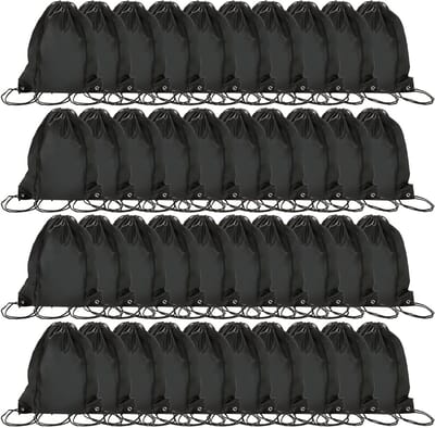 40 Stuks Zwarte Gymtassen - Waterdichte Trekkoord Sporttassen voor School, Zwemmen en Reizen
