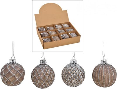 Kerstbal | Zilver | Set van 4| 6 cm | Glas