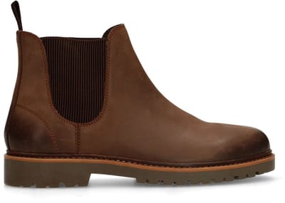 Manfield - Heren - Bruine nubuck chelsea boots - Maat 44