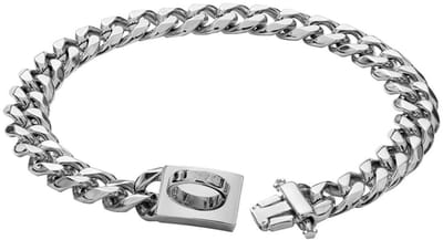Dailygoods- Hondenhalsband Roestvrij Staal - 15 mm Breed - Cubaanse Schakelketting - Metalen Gesp - D-ring voor Tags/Riem - Sterk en Duurzaam - Halsband