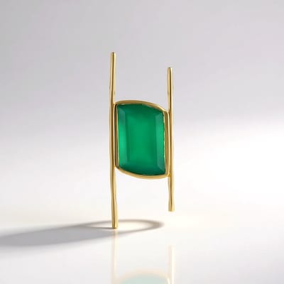 Cavill - Zilveren hanger met Groene Onyx 6,27 ct - 925 Sterling Zilver verguld - Fancy slijpsel rechthoekig - Monosono collectie sieraden