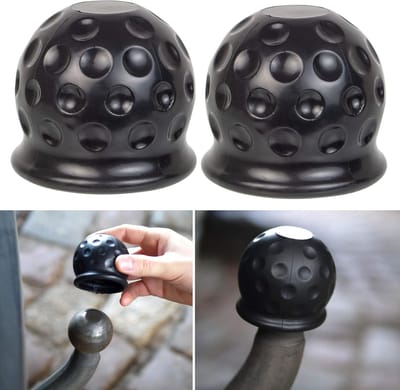 Famanu - Set van 2 rubberen trekhaakhoezen, Ø50 mm, zwart, weerbestendig