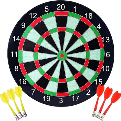 Dartbord Magnetisch - Veilig Dartbord met 6 Dartpijlen - Dubbelzijdig Speelbord voor Kinderen en Volwassenen - Duurzaam Rolbaar Design voor Binnen en Buiten | Compleet Dartspel Set voor Familie en Feestjes