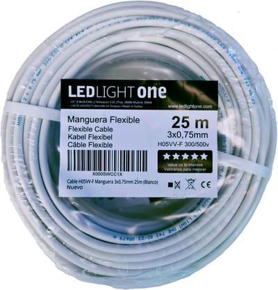 H05VV-F Installatiekabel Slang Wit 3x0,75mm² - 25 Meter voor Vaste en Mobiele Toepassingen