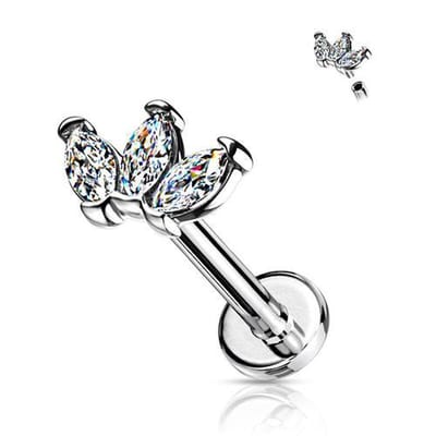 Piercing triple marquise 1.2x6 - zilver - LMPiercings