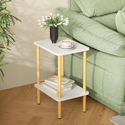 Unyqoos® Stijlvolle en Functionele Houten Bijzettafel met Tweelaags Ontwerp voor Elke Ruimte
