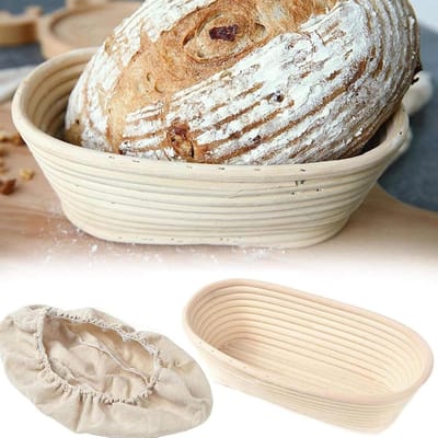 Brood Rijsmand - Zuurdesem Kom - Brood Bakken - Natuurlijk Rotan Materiaal - 25 x 15 x 8.5 cm - Natuurlijk
