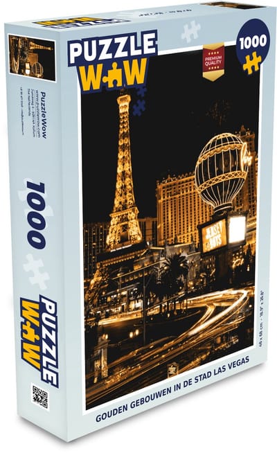 Puzzel Goud - Eiffeltoren - Las Vegas - Legpuzzel - Puzzel 1000 stukjes volwassenen
