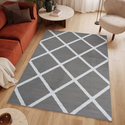 Tapiso Luxury Vloerkleed Grijs Wit Lijnen Woonkamer Modern Tapijt Maat- 140x200