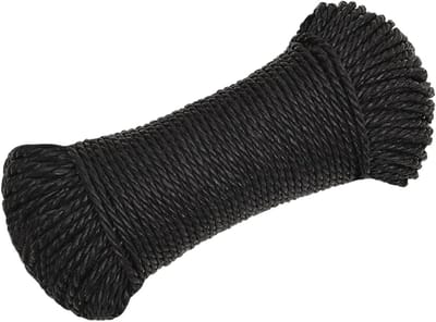 Tidyard Outdoortouw, veiligheidstouw, klimtouw, werktouw, stabiel polypropyleen touw, multifunctioneel touw, boottouw, voor bootsport, camping, zeilen, vissen, vissen, zwart, 6 mm, 250 m