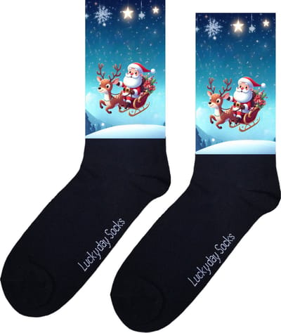 kerstman - Print sokken - Leuke sokken - Verjaardag - Moederdag - Vaderdag - Valentijn - Sokken Voor hem - Sokken Voor haar - Kerst sokken - Grappige sokken - Vrolijke sokken - Sokken waar je vrolijk van wordt - Maat 37-44