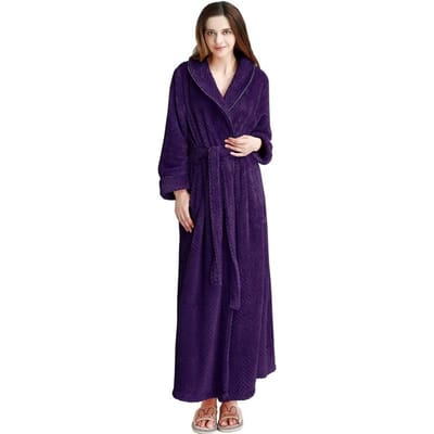 Losse lange dikke badjas met capuchon, winter dikke damesbadjas, flanel, badstof, warme, comfortabele nachtkleding voor dames, kamerjas M blue