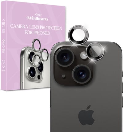 xoxo Wildhearts Diamond Camera Lens Protector geschikt voor iPhone 15 - Lens protectie met diamantjes - 9H Gehard Glas - Eenvoudige Installatie - Glasplaatje - Camera bescherming