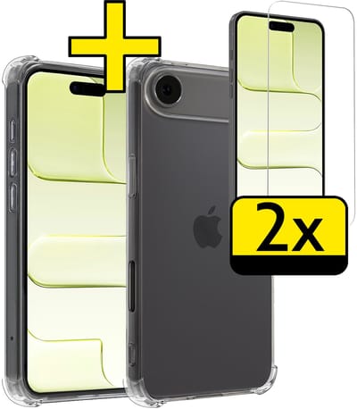 Hoesje - Met Screenprotector - 2 Stuks - Geschikt voor Apple iPhone Air - Sterk & Shockproof - Siliconen Case - Back Cover - Telefoon Hoes - Shock Proof - Telefoonhoesjes - Transparant