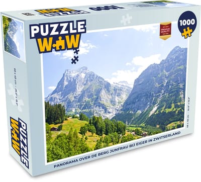 Puzzel Panorama over de berg Junfrau bij Eiger in Zwitserland - Legpuzzel - Puzzel 1000 stukjes volwassenen