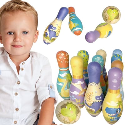 Woopie Soft Bowling Behendigheidsspel Dinosaurussen Set van 12 - UNI