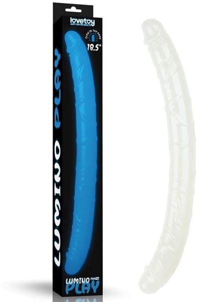 LOVETOY Double Dildo Lumino Blue Light 18.5