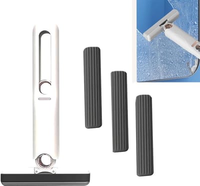 Draagbare Mini Mop met 3 Vervangbare Mopkoppen - Ideaal voor Vochtige en Droge Huishoudelijke Reiniging, Keuken, Woonkamer en Auto
