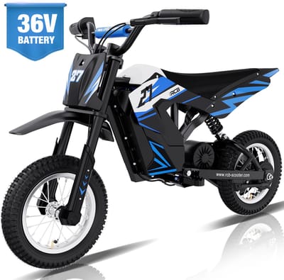 RCB 36V Elektrische Kinder Crossmotor | 3 Versnellingen (8/12/25 km/u)| 4 - 8 Jaar | Blauw/Zwart