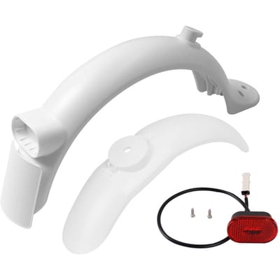 Elektrische Scooter Achter- en Voor Spatbord Set met Achterlicht Compatibel voor M365 Pro2 Elektrisch wit