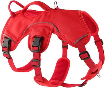 Hondenharnas - Anti-trek harnas - Veilige wandelingen - Ontsnappingsbestendig ontwerp - Large (82-112 cm) - Rood