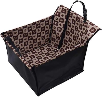 Huisdier Autostoel - Reisstoel Hond - Veilig Reizen - Waterdicht Oxford Materiaal - Tot 20 kg - Geruite Koffie