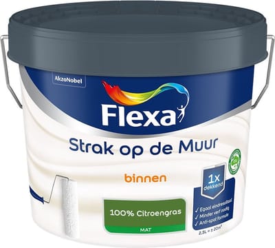 Flexa - Strak Op De Muur Binnen Mat - 100% Citroengras - Mengverf - 2,5 L