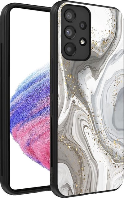 Smartphonica Telefoonhoesje geschikt voor Samsung Galaxy A53 5G met marmer opdruk - TPU backcover case marble design - Zilver geschikt voor Samsung Galaxy A53 5G