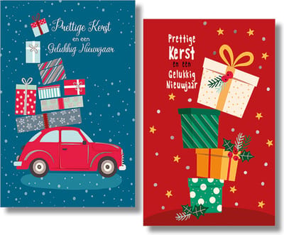 MGPcards - 2 doosjes à 10 Luxe dubbele wenskaarten - Kerst/Nieuwjaar - Foliebewerking - Witte envelop - 10.5 x 16 cm - 2 Motieven per doosje