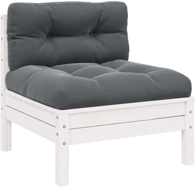 Tuinbank met kussens - Modulaire lounge - Buiten ontspannen - Massief dennenhout - 63.5 x 63.5 cm - Sparkling wit