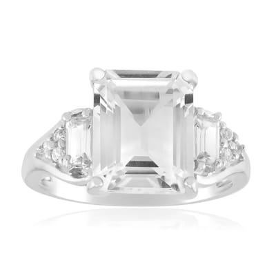 Cavill - Zilveren Ring met 2,53 ct Witte Kwarts en Topaas - 925 Sterling Zilver - Achthoekig Trapgeslepen - Elegante Damesring - Zirkonia Sieraden