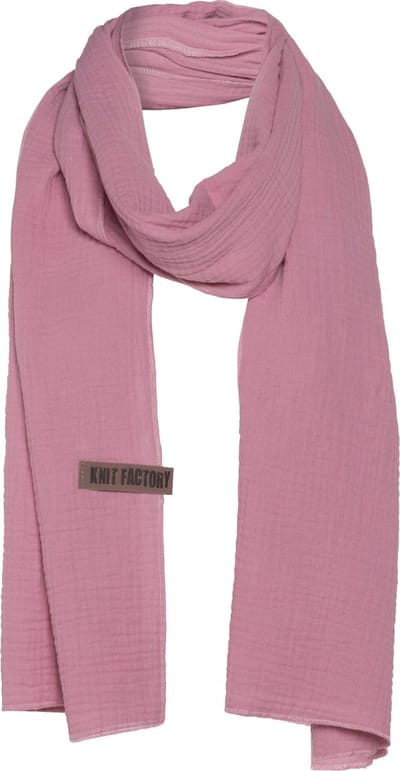 Knit Factory Liv Sjaal Dames - Katoenen sjaal - Langwerpige sjaal - Roze zomersjaal - Dames sjaal - Lila - 200x40 cm - Duurzaam & Milieuvriendelijk - 100% Biologisch katoen